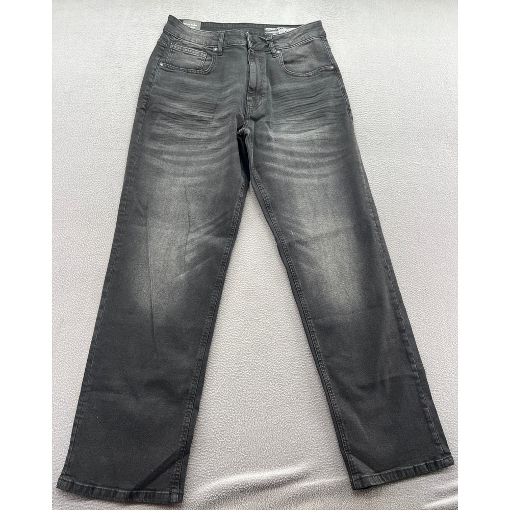 M.Society Jeans Mens 34x32 Tom Relaxed Fit Faded Black Straight Leg KG-80259